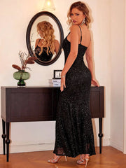 Sexy suspender black dress