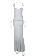 Shimmering Slim Fit Semi Sheer Slip Maxi Dresses - Gold