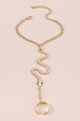 Fashionable Alloy Snake Shape Finger Linked Bracelet - Gold
