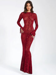 Leakage back long dress