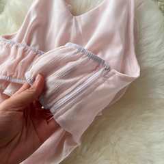 Rosa, unregelmäßig gerüschtes Feenkleid für die Feiertage