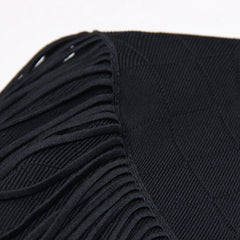 Spring and Autumn High Quality Knitted V-neck Tassel Slimming Long Sleeve Dress