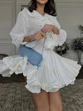 White pleated mini dress fresh mini dress commuting skirt