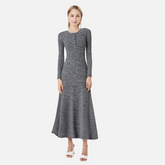 French shoulder pad slimming knitted dress