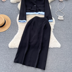 Damen Fake Zweiteiler Hemdjacke Vielseitiger Rock Zweiteiler SetZweiteiliges Kleid