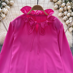 Women's fall long sleeve blouses with fungus