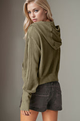 Sudadera con capucha y manga larga con cremallera y tejido de gofre de Double Take