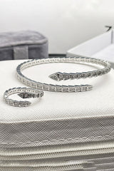 Rhinestone Decor Snake - Shaped Open Rings Open Bracelet Jewelry Set
