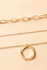 Mobius Strip Pendants Alloy Layered Necklace - Gold