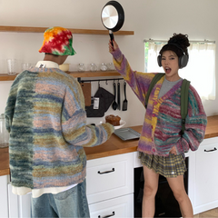 Einfache und trendige gestreifte Gradienten" Strickjacke