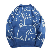 Suéter moderno con dibujos de pareja de gatos