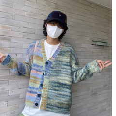 Einfache und trendige gestreifte Gradienten" Strickjacke