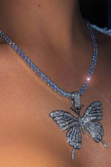 Butterfly - Shaped Sparkling Rhinestone Necklace