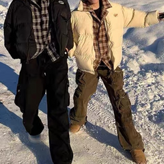 Daunenmantel mit Karomuster