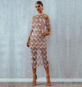 Elegant Sequins Evening Party Dress Vestidos Verano 2019 Mesh Runway Dress