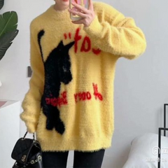 Schwarzer Katzenpullover