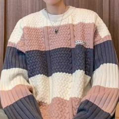 Stitching stripes trendy fashion"Sweater