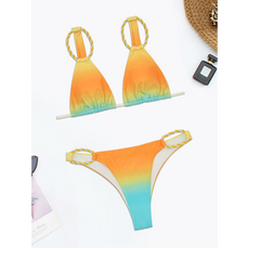 Bikini con estampado tie-dye y cuerda trenzada