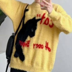 Schwarzer Katzenpullover