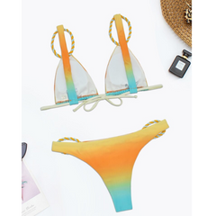 Bikini con estampado tie-dye y cuerda trenzada