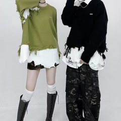 Suéter de patchwork cepillado