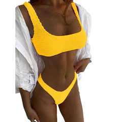 Einfarbiges Push-Up-Bikini-Set für Damen im brasilianischen Stil