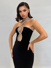 Strapless Luxury Diamond tight Long Bandage Dress