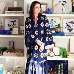 Autumn flower series V-neck long sleeved dress