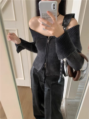 Off the shoulder long-sleeve sweater