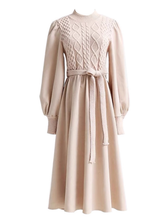 Gestricktes Patchwork-Cordkleid, verdickter Winterrock