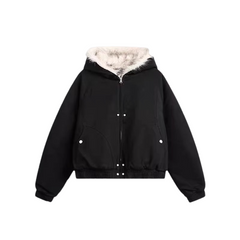 Abrigo con capucha y pelo acogedor