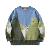 Süßer Pullover mit Katzen-Farbblock