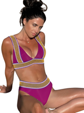 Patchwork-Bikini mit hoher Taille