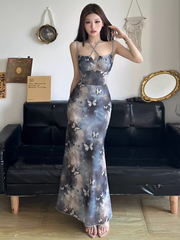 Damen Retro-Hose mit Schmetterlings-Print