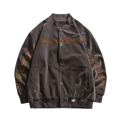 Vintage Letter Print Baseball Jacket