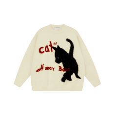 Schwarzer Katzenpullover