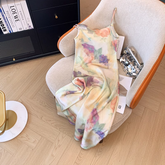 Ölgemälde Batik bedrucktes Hosenträgerkleid Sommer