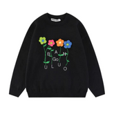 Süßes Sweatshirt mit 3D Blumen Buchstaben