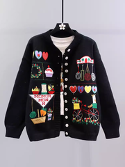Women's retro embroidered sweater jacket
