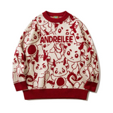 Niedlicher Pullover mit Cartoon-Drachen-Muster