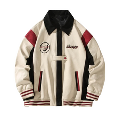 Jacke aus japanischem Wildleder mit Nähten in Kontrastfarben