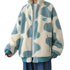 Chaqueta de invierno de algodón con colores contrastantes y felpa