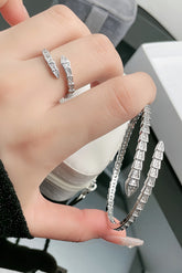 Rhinestone Decor Snake - Shaped Open Rings Open Bracelet Jewelry Set