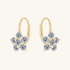 1.2 Carat 925 Sterling Silver Moissanite Flower Huggie Earrings