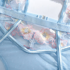 Durchsichtiger Jumpsuit mit Spitzenstickerei und Stahlspiralen