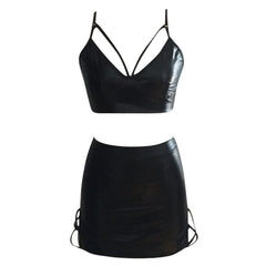 Zweiteiliges Criss-Cross-Set aus Leder