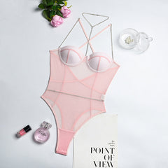 Netz-Bodysuit mit Strassverzierung