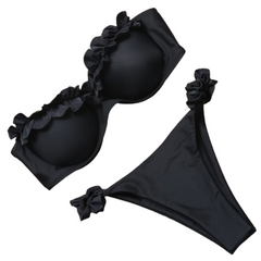 Solides zweiteiliges Push-Up-BH-Bikini-Set