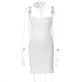 sexy backless pleated lace up dress