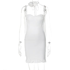 sexy backless pleated lace up dress